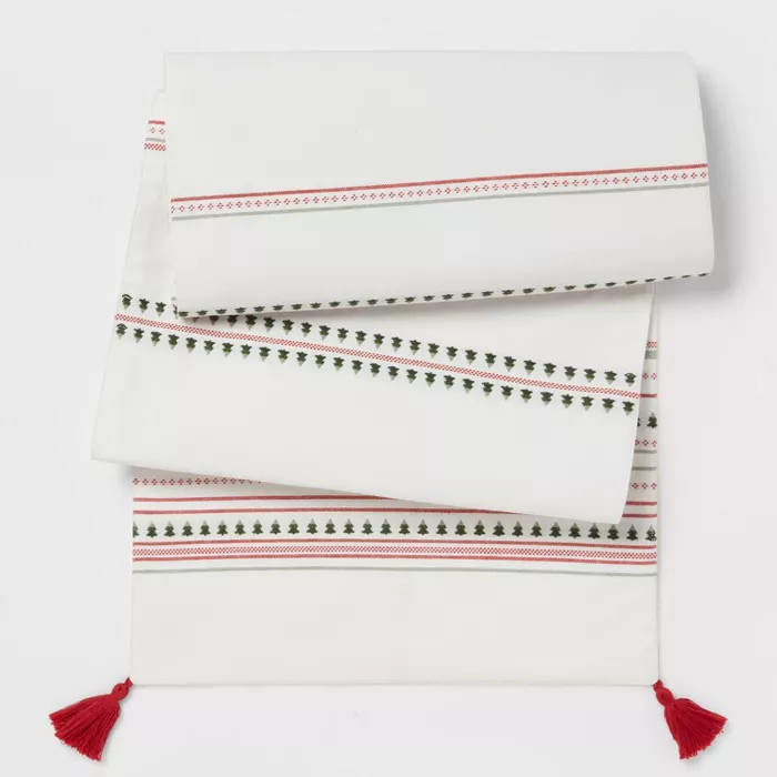 72" x 14" Cotton Tree Print Table Runner White - Threshold™ | Target