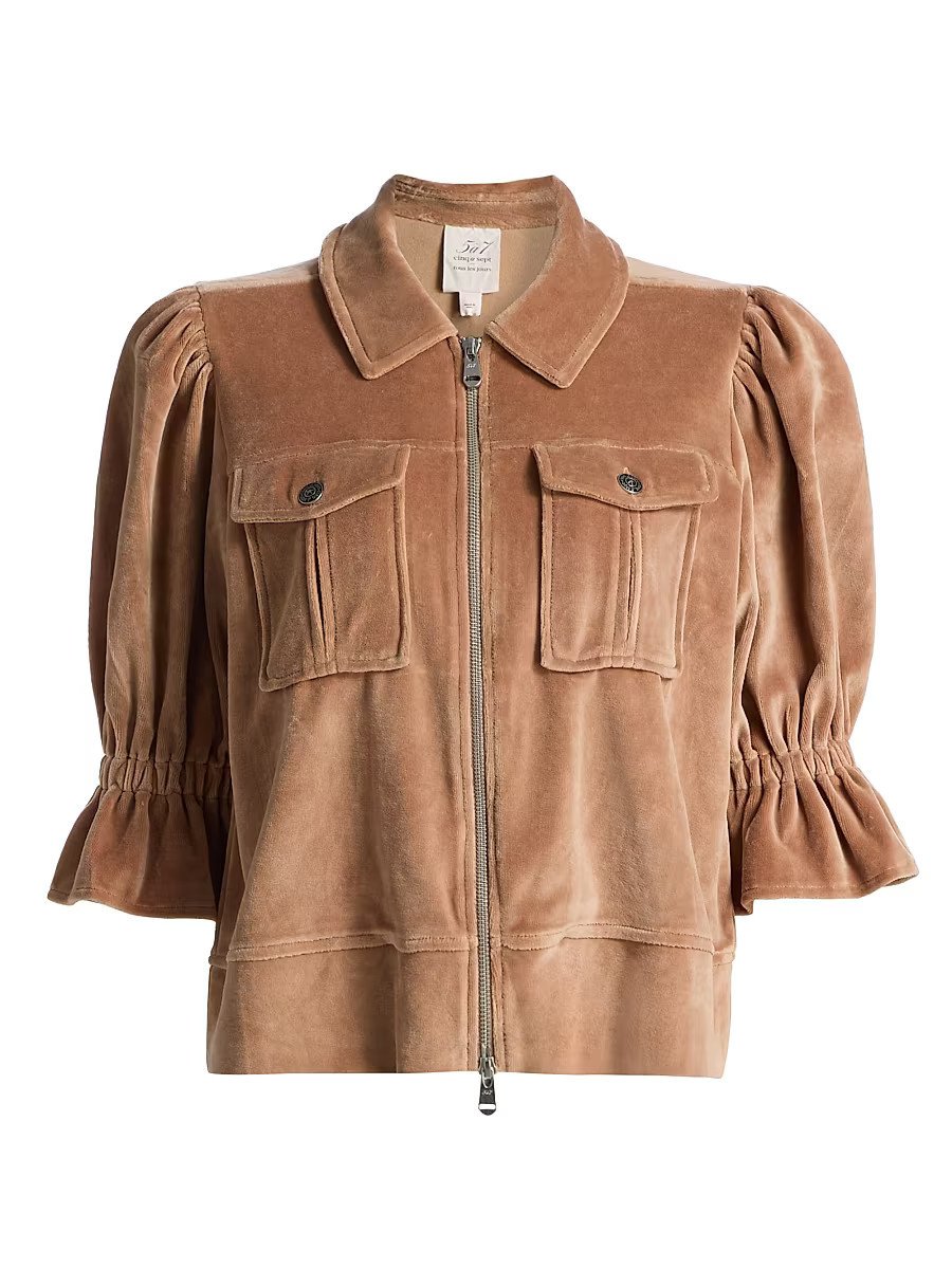 Women's Holly Velour Zip-Front Jacket - Mocha - Size Medium | Saks Fifth Avenue