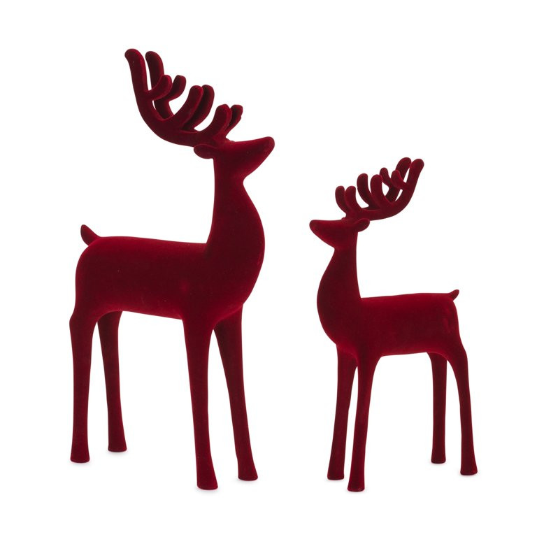Melrose Set of 2 Velvet Deer with Antlers Figurines 14.75" | Walmart (US)