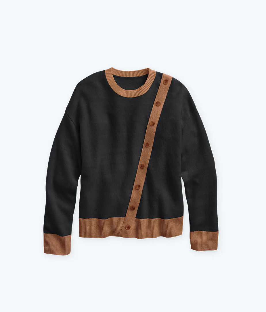 The Luxe Cashmere Blend Button Crewneck - Praline | SummerSalt