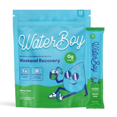 Waterboy Hydration + Weekend Recovery Vegan Dietary Supplement - Lemon Lime - 2.96oz/12ct | Target