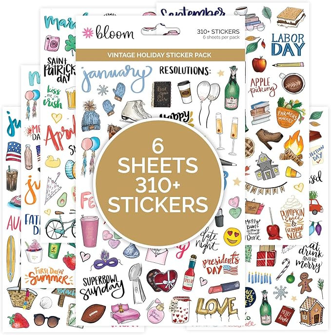 bloom daily planners Holiday Seasonal Planner Sticker Sheets - Vintage Seasonal Sticker Pack - Ov... | Amazon (US)