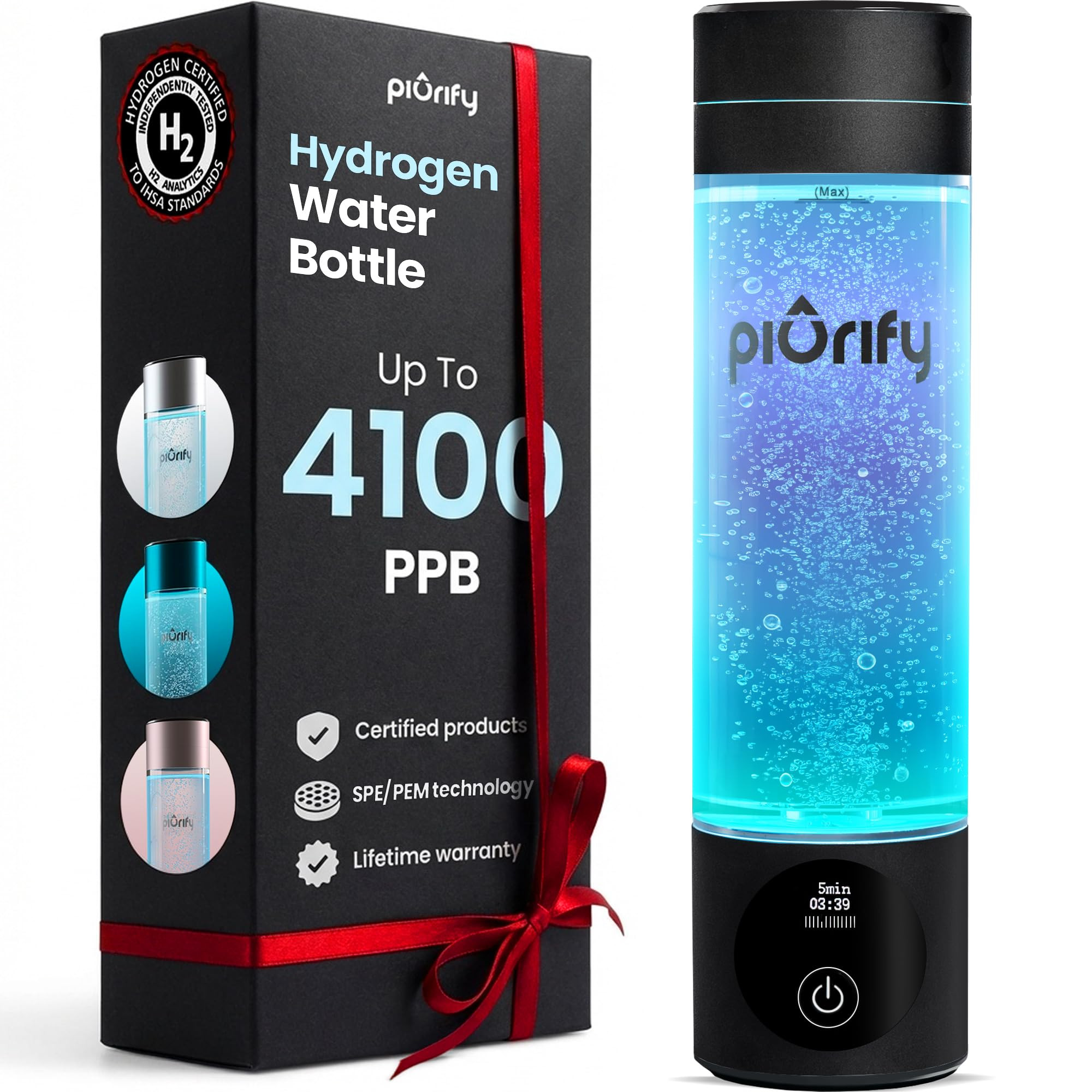 Hydrogen Water Bottle Generator - Up to 4100+ PPB - SPE/PEM Technology - Certified H2 Generator -... | Amazon (US)