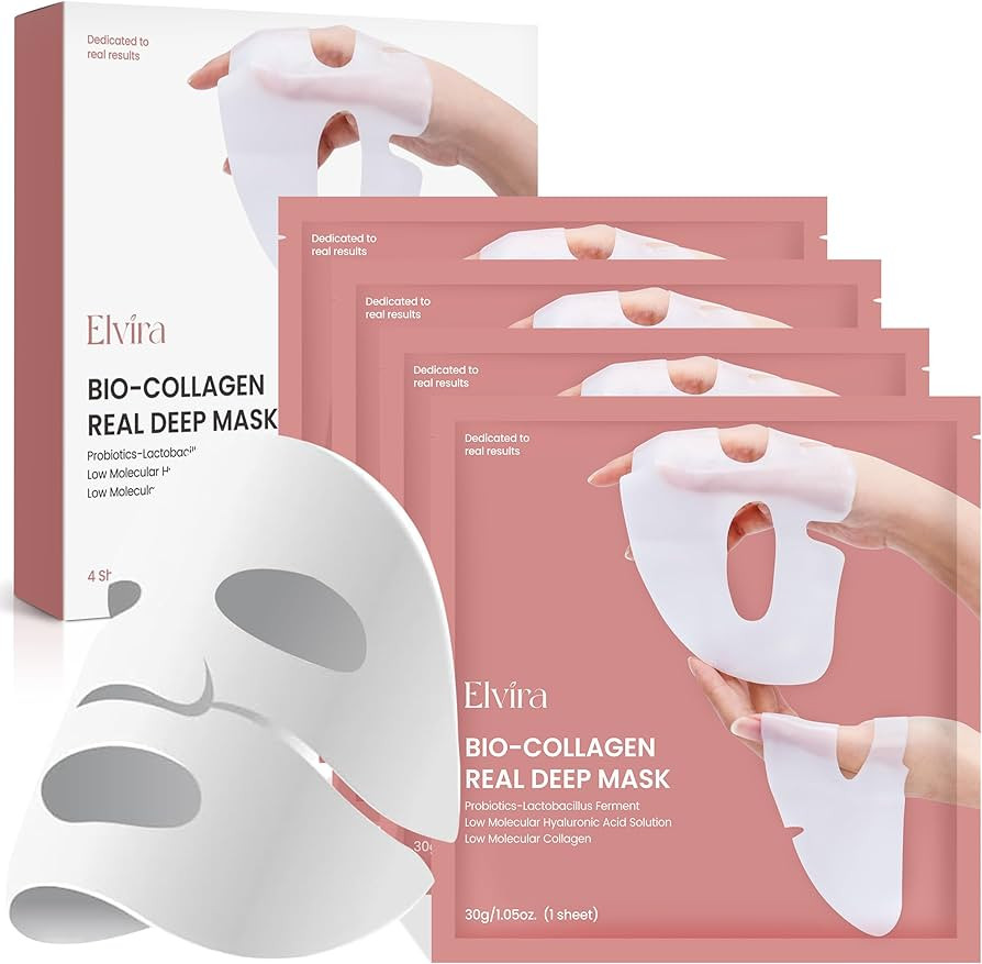Elvira Bio-Collagen Face Mask - Deep Hydrating Overnight Face Mask, Korean Skincare, Facial Treat... | Amazon (US)