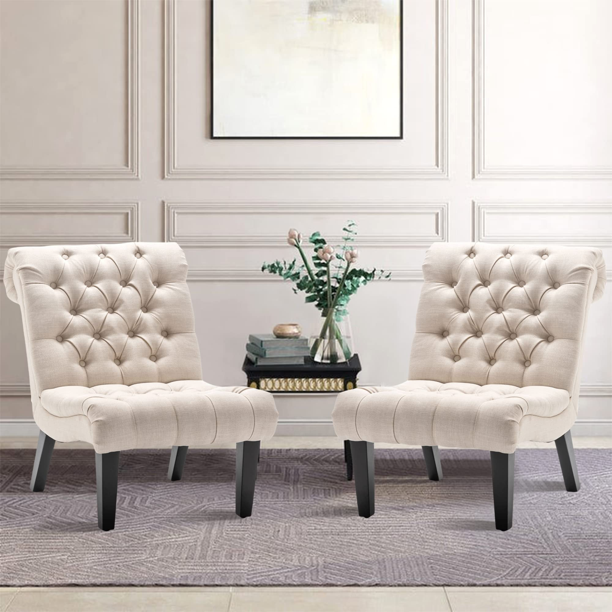 Yongqiang Modern Accent Chairs for Living Room Bedroom Chairs Set of 2 Upholstered Button Tufted Lei | Amazon (US)