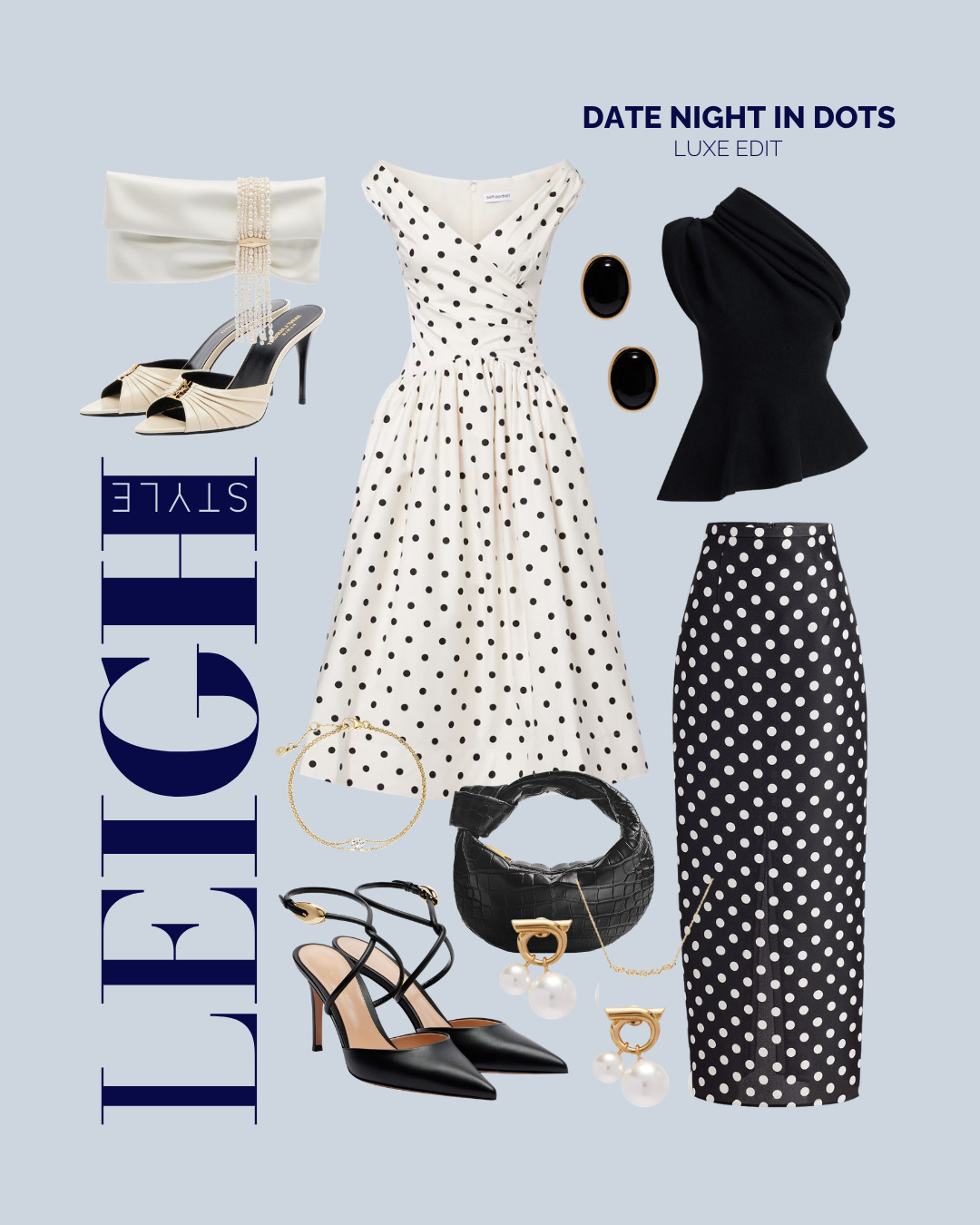 Timeless elegance meets modern sophistication. 

 #DateNightStyle #PolkaDots #LuxeEdit #ClassyChic #ContemporaryFashion #OOTDInspiration #LTKootd #LTKBeauty