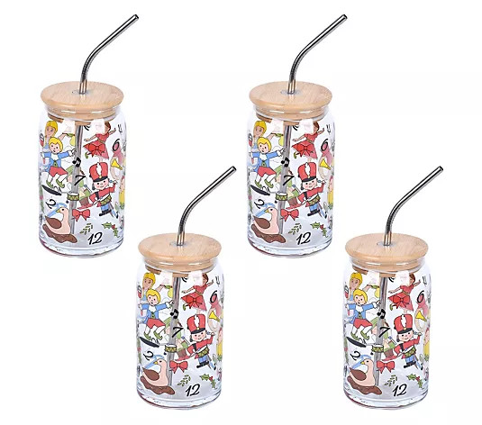 Temp-tations Seasonal 16-oz Glasses w/Wood Lids and Straws - QVC.com | QVC
