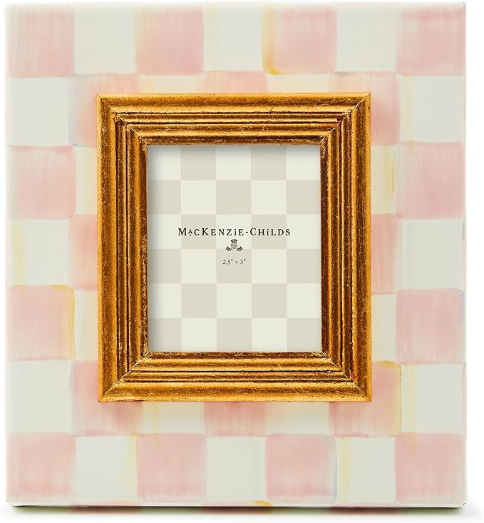 MACKENZIE-CHILDS Enamel Frame, Cute Rectangular Family Picture Frame, Pink-and-White Rosy Check, ... | Amazon (US)