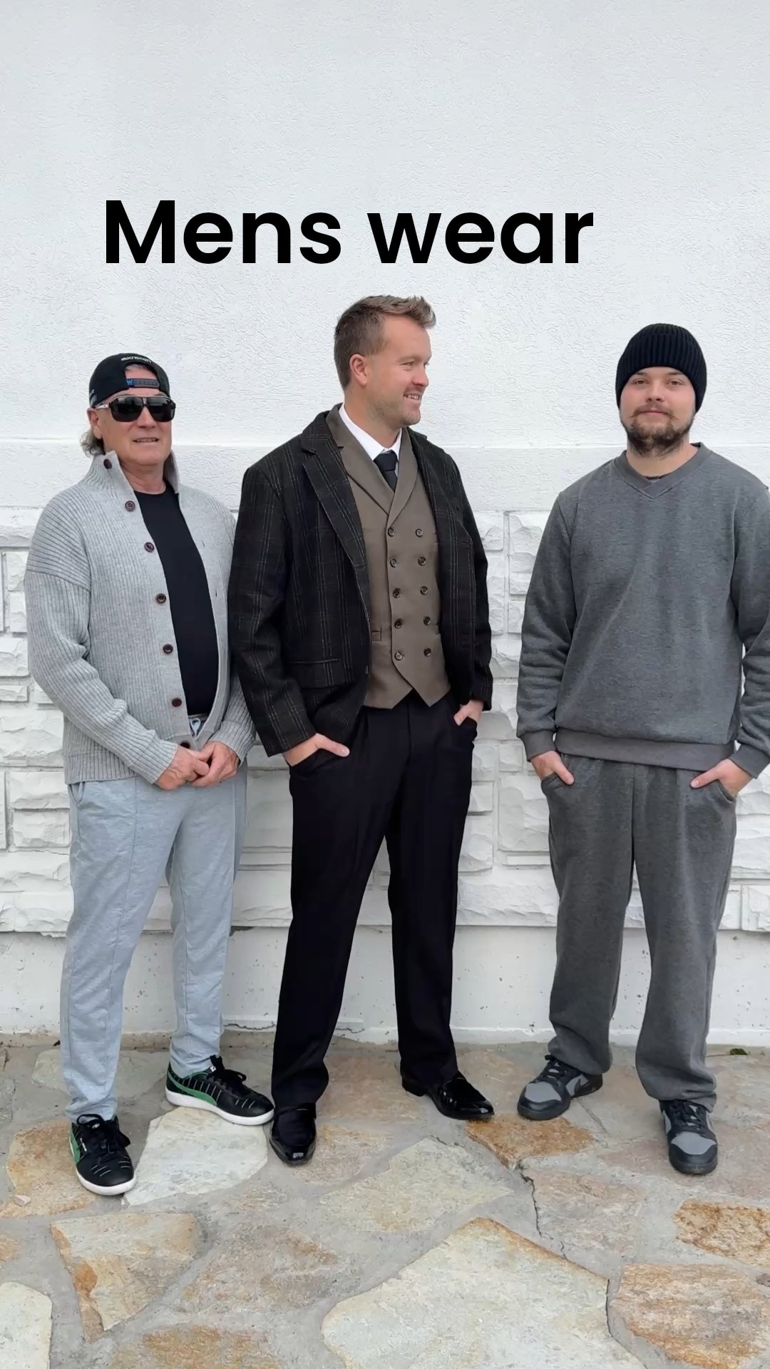 3 Outfits by @coofandyofficial Great Quality Men’s fashion designer in England at affordable Amazon prices✔️

Which looks your favorite⬇️

Hudson- Dressed sharp — Brown/olive-green plaid pattern jacket and olive vest, white shirt, dark tie, black dress pants, and  dress shoes. 

Ben- rocking a laid-back vibe perfect for travel-with a grey ribbed cardigan over a black shirt, grey sweatpants or joggers, black cap, dark sunglasses, and sneakers — very relaxed/cool-dad energy • 

Hampton- Chill Streetwear look-Super casual in a grey sweatshirt (V-neck style), grey sweatpants/joggers, black beanie, and dark sneakers.

Comment “shop” for links 

#mensfashionfix #coofandy #mensstyles #dadandsons

#LTKMens #LTKTravel #LTKWorkwear