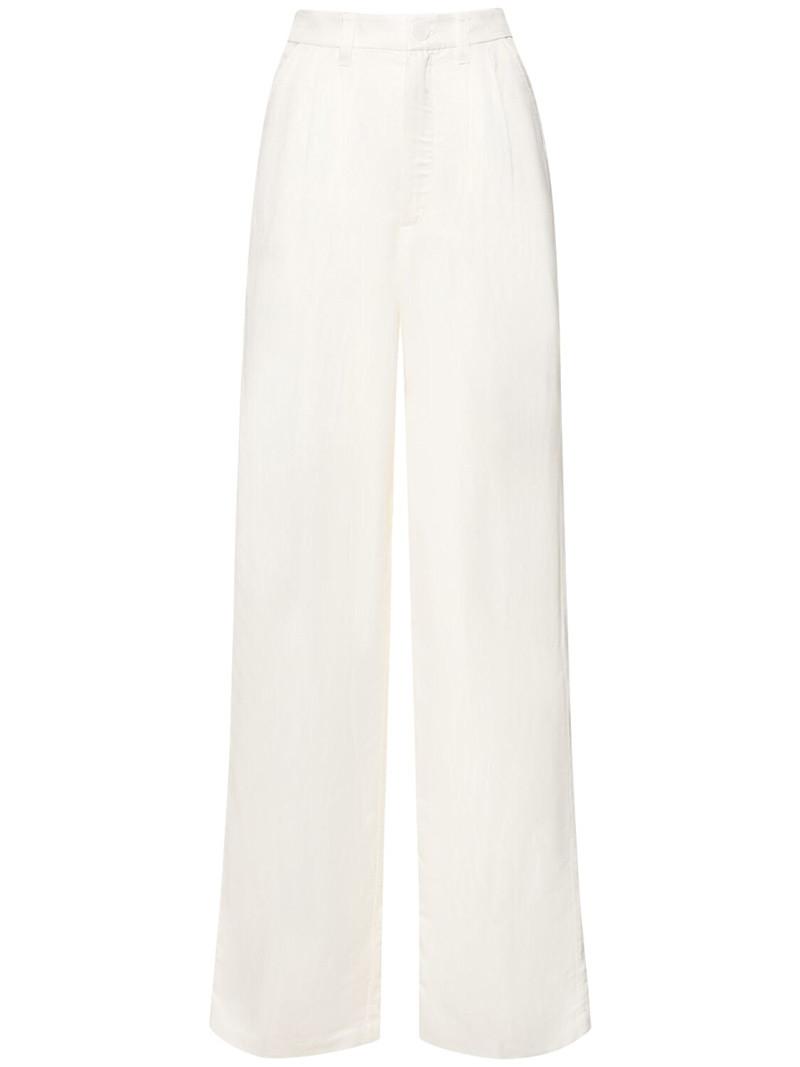 Carrie linen blend straight pants - ANINE BING - Women | Luisaviaroma | Luisaviaroma