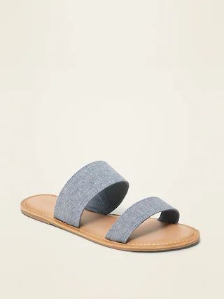 Double-Strap Chambray Slide Sandals for Women | Old Navy (US)