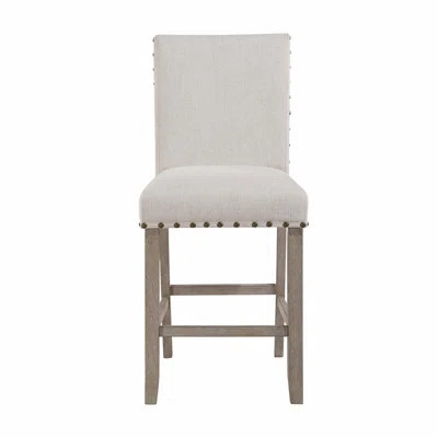 FABRIC BAR STOOLS WITH NAILHEAD TRIM, TRANSITIONAL STYLE, IDEAL FOR MODERN KITCHENS AND BARS (KIT OF 2) | Wayfair North America