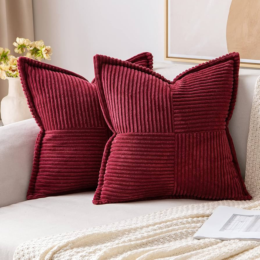 MIULEE Christmas Decorative Throw Pillow Covers for Couch Bed Livingroom 18x18 Inch Set of 2 Burg... | Amazon (US)