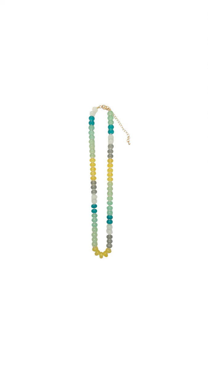 The Peony Necklace- Green/ Yellow/ Grey | Cocos Beads and Co