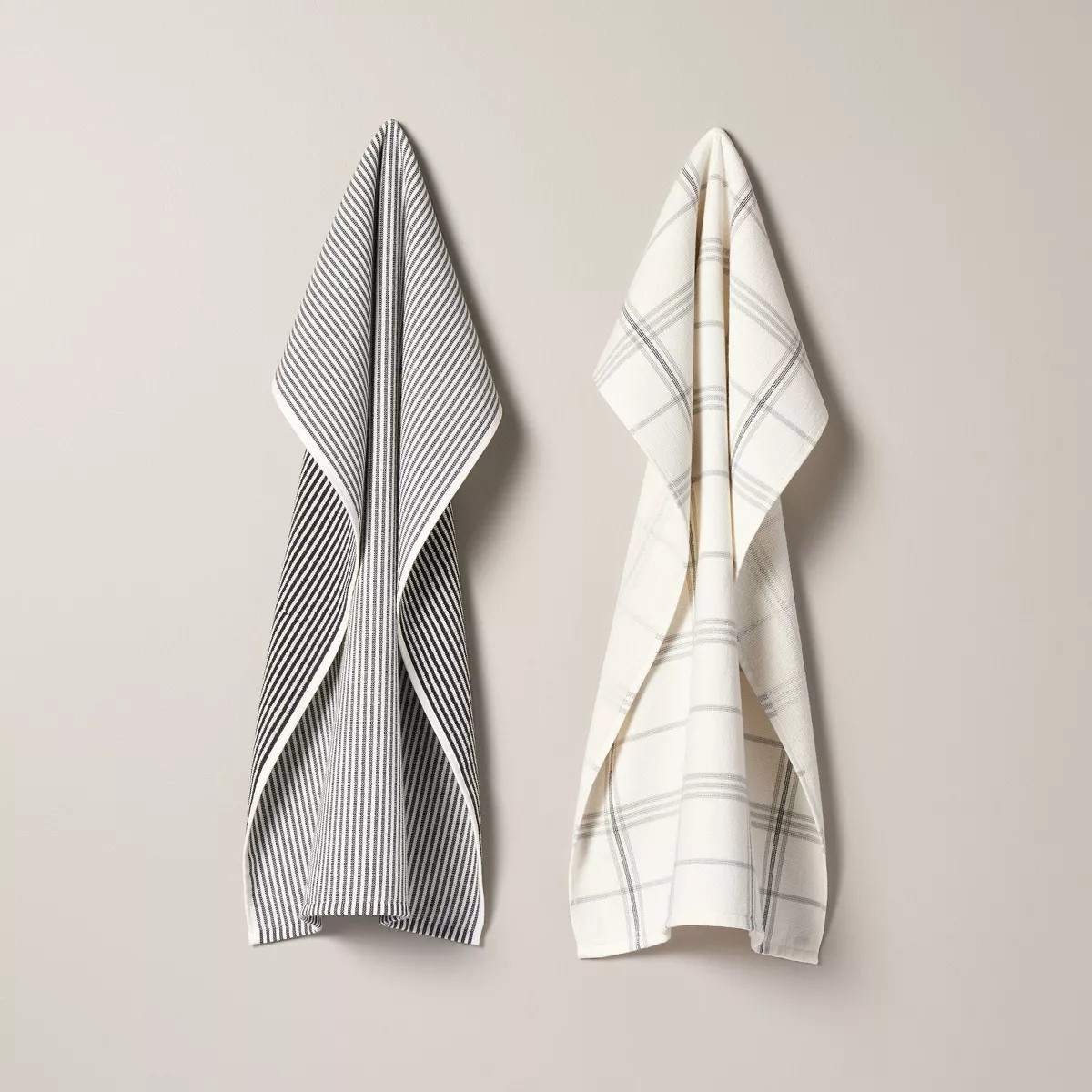 2ct Plaid & Stripe Terry Kitchen Towels Gray/Cream - Hearth & Hand™ with Magnolia: Cotton-Blend... | Target