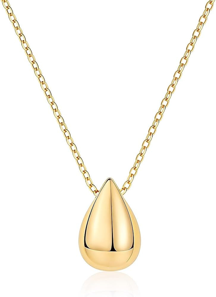 18K Gold Plated Dainty Pear Pendant Necklace for Women | Water Droplet Pendant Necklaces | Amazon (US)