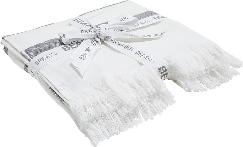Barefoot Dreams\u00ae Multistripe Organic Cotton Oversized Towel, White Multi, 70"x40" | Amazon (US)