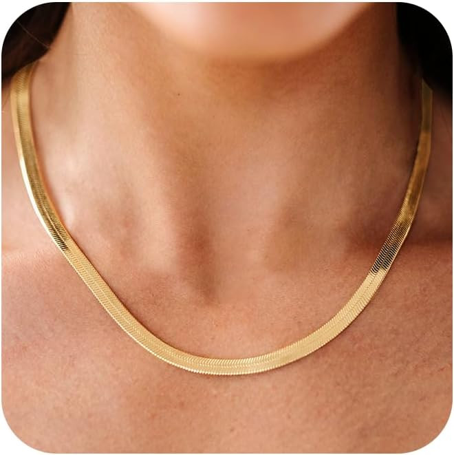 CHESKY Gold Necklace for Women-14K Plated sterling silver Snake Chain Necklace Dainty Simple Chun... | Amazon (US)