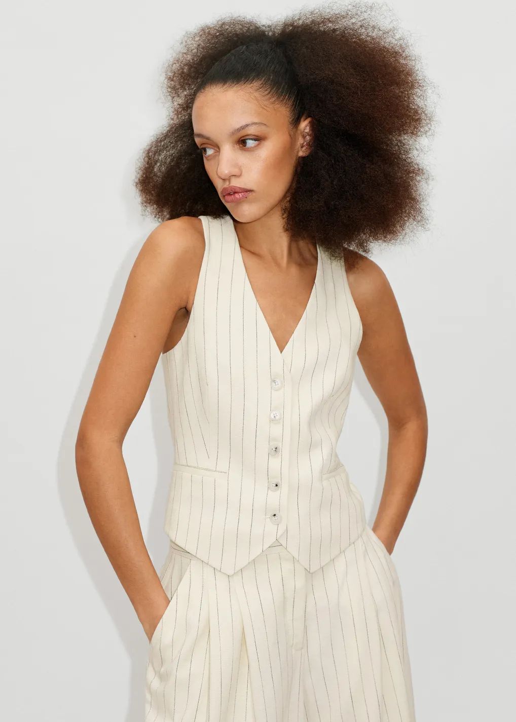 Panama Pinstripe Tailored Vest | ME + EM