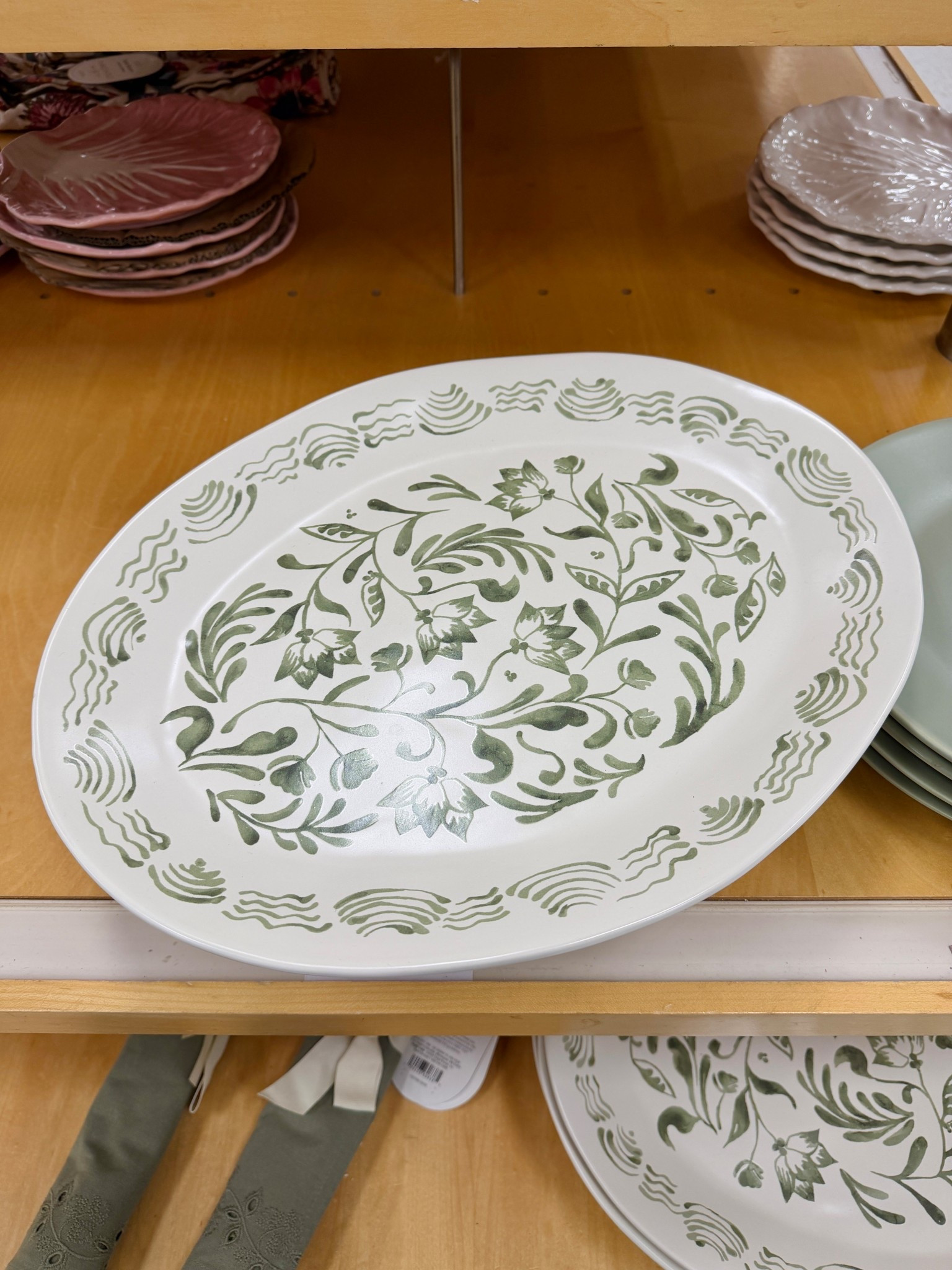 Fresh spring dinnerware find at Target! 🌿 The Aralia Hand-Painted Platter has the prettiest soft light green design on a creamy white base — it feels warm, organic, and perfect for layering into a seasonal tablescape. 🍃 Such a lovely serving piece for brunches, dinner parties, or everyday hosting. And it’s microwave + dishwasher safe, which is always a win! 💚 #TabletopTuesday #TargetHome #Dinnerware

#LTKSeasonal #LTKSaleAlert #LTKHome