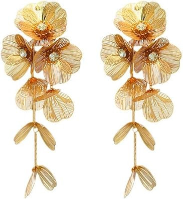 Elegant Long Flower Leaf Statement Dangle Earrings Chic Floral Leaf Y-Necklace Romantic Flower Je... | Amazon (US)