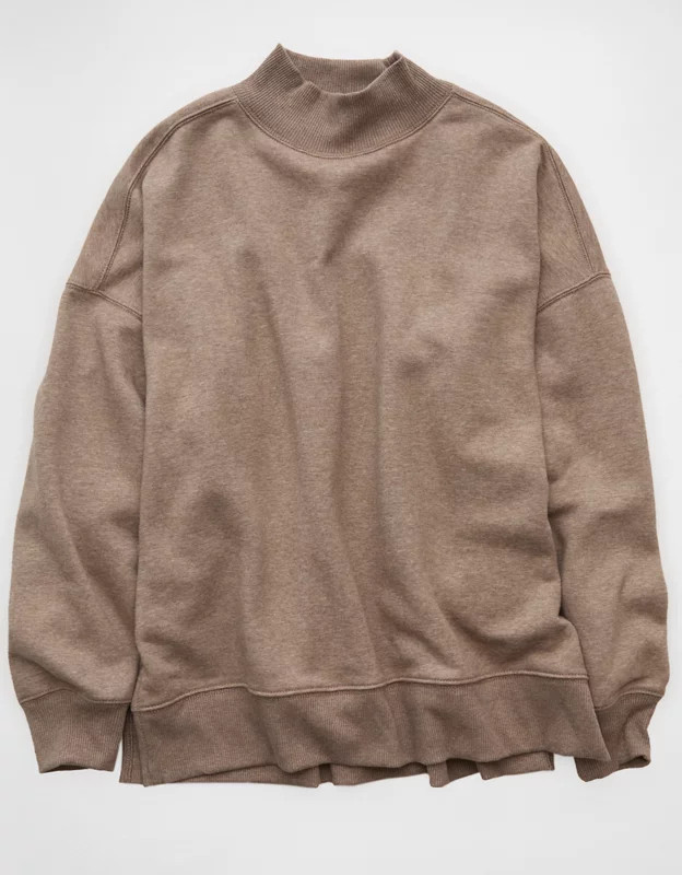 AE Everyday Luxe Mock Neck Sweatshirt | American Eagle Outfitters (US & CA)