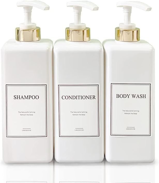 ORRDA Refillable Shampoo and Conditioner Dispenser Empty, 4 Waterproof Label Sticker,Shower Plast... | Amazon (US)