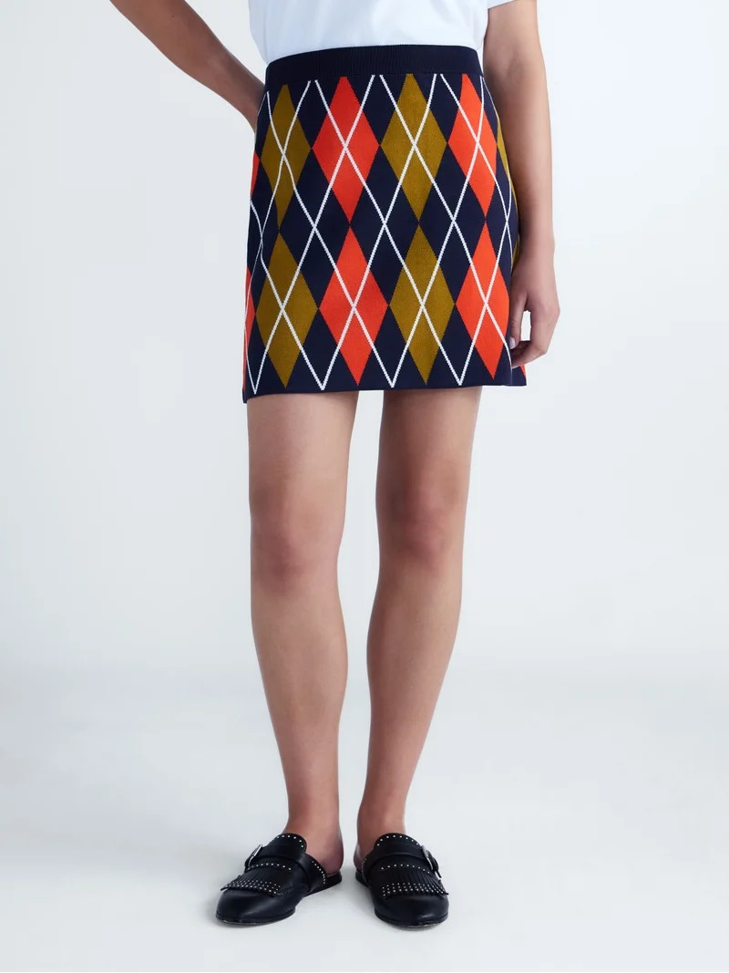 Free Assembly Women's Missy Pull On Argyle Mini Pull On Sweater Skirt, Sizes XS-4X | Walmart (US)