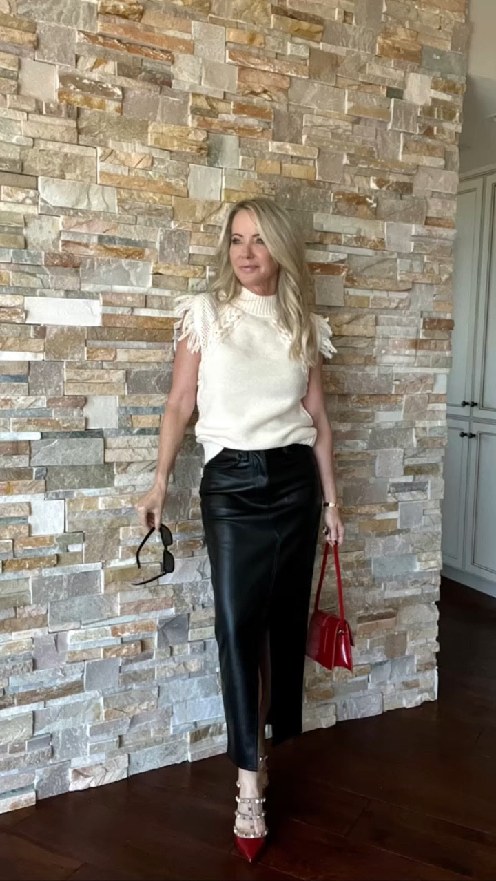 Faux leather midi skirt

#LTKstyletip #LTKSeasonal #LTKover40