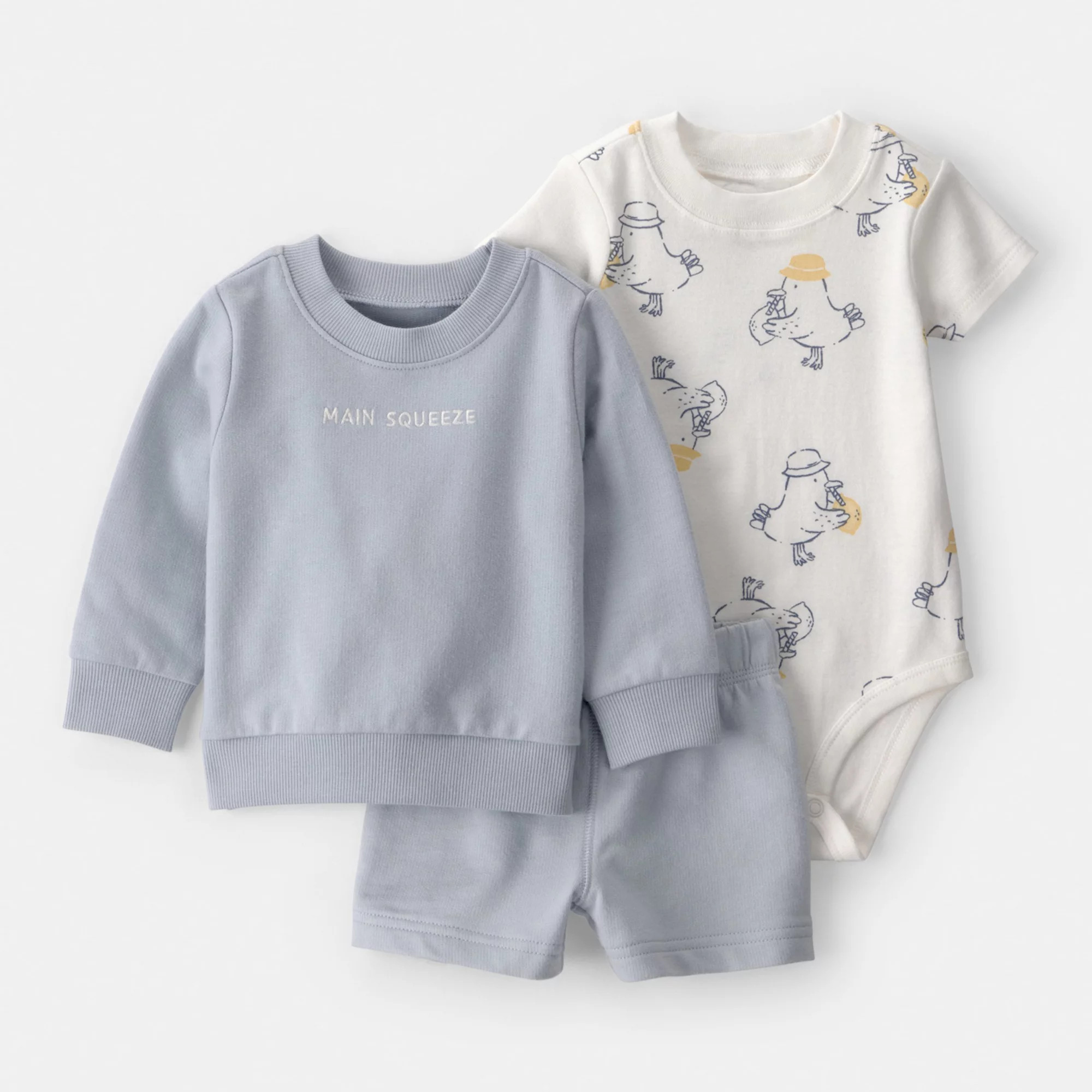Baby Carter's 3-Piece 'Main Squeeze' Sweatshirt, Bodysuit & Shorts Set | Kohl's