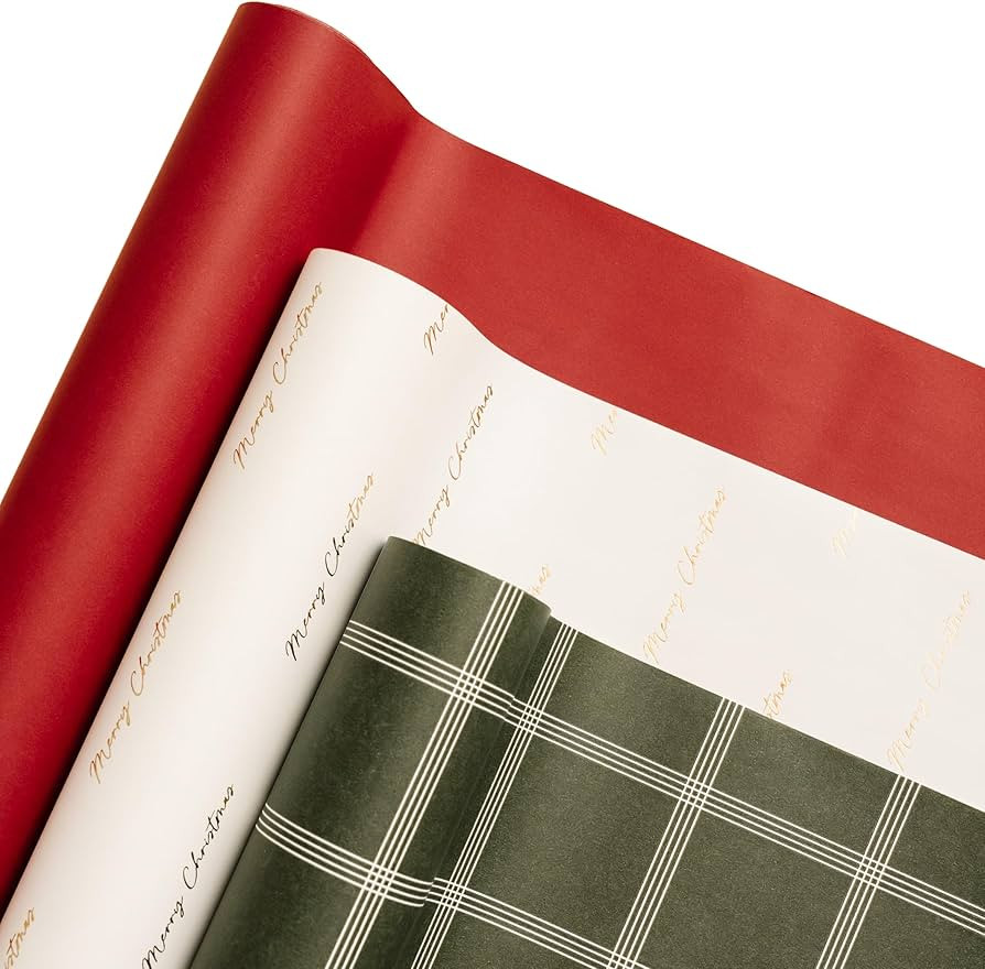 Merry Market Christmas Wrapping Paper Rolls, Premium Matte Gift Wrap, 30” x 168” Large Roll, ... | Amazon (US)