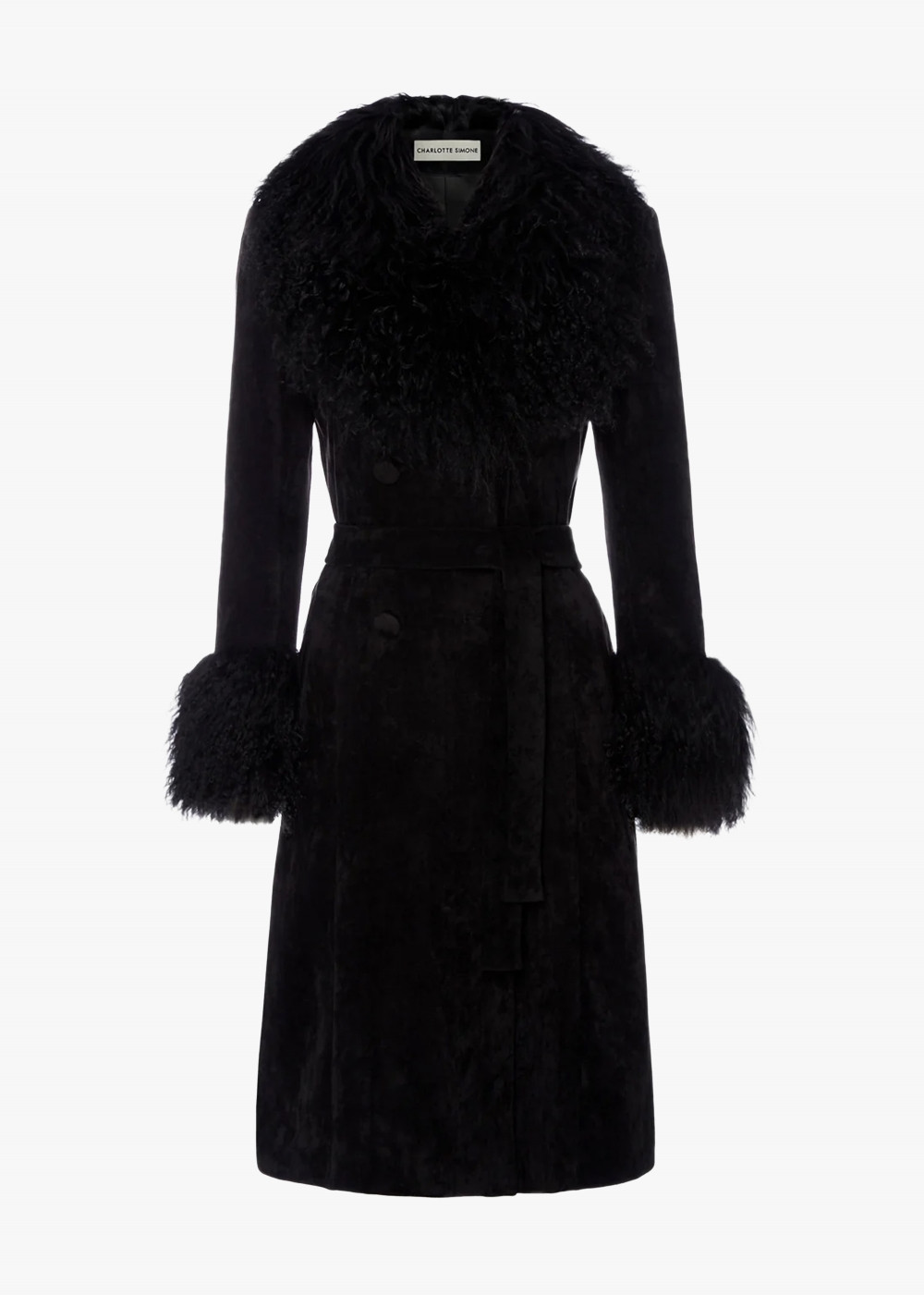 Penny III 70's Black Mongolian Trim Longline Coat | Daniel Footwear (UK)