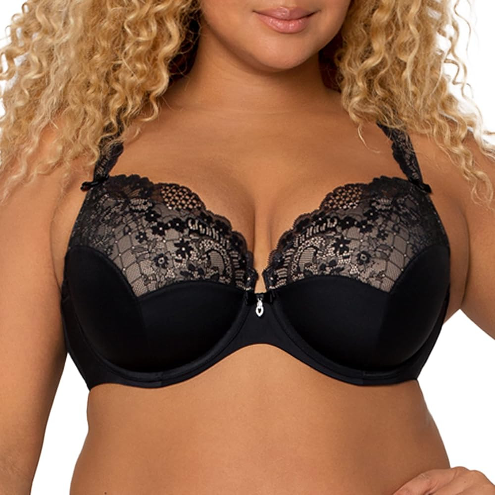 Curvy Couture Women's Tulip Lace Push Up Bra | Amazon (US)