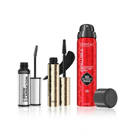 L'Oreal Paris Panorama Mascara, Brow Lamination, and Setting Spray Set, Blackest Black | Walmart (US)