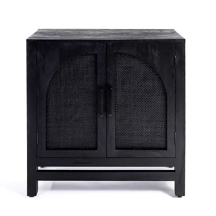 Black Arch Cane and Wood Cabinet | Kirkland's Home