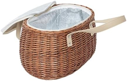 Wicker Insulated Picnic Basket, Natural Willow Hamper Empty Basket with Insulated Cooler Bag and ... | Amazon (US)