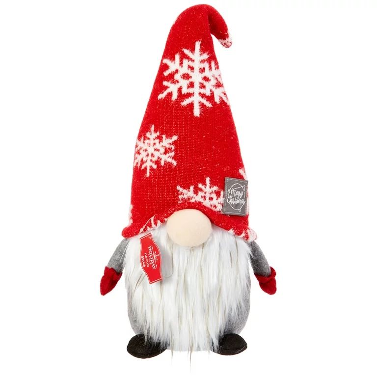 Tabletop Decoration Snowflake Christmas Gnome with Red Knit Hat, 18 in, by Holiday Time | Walmart (US)