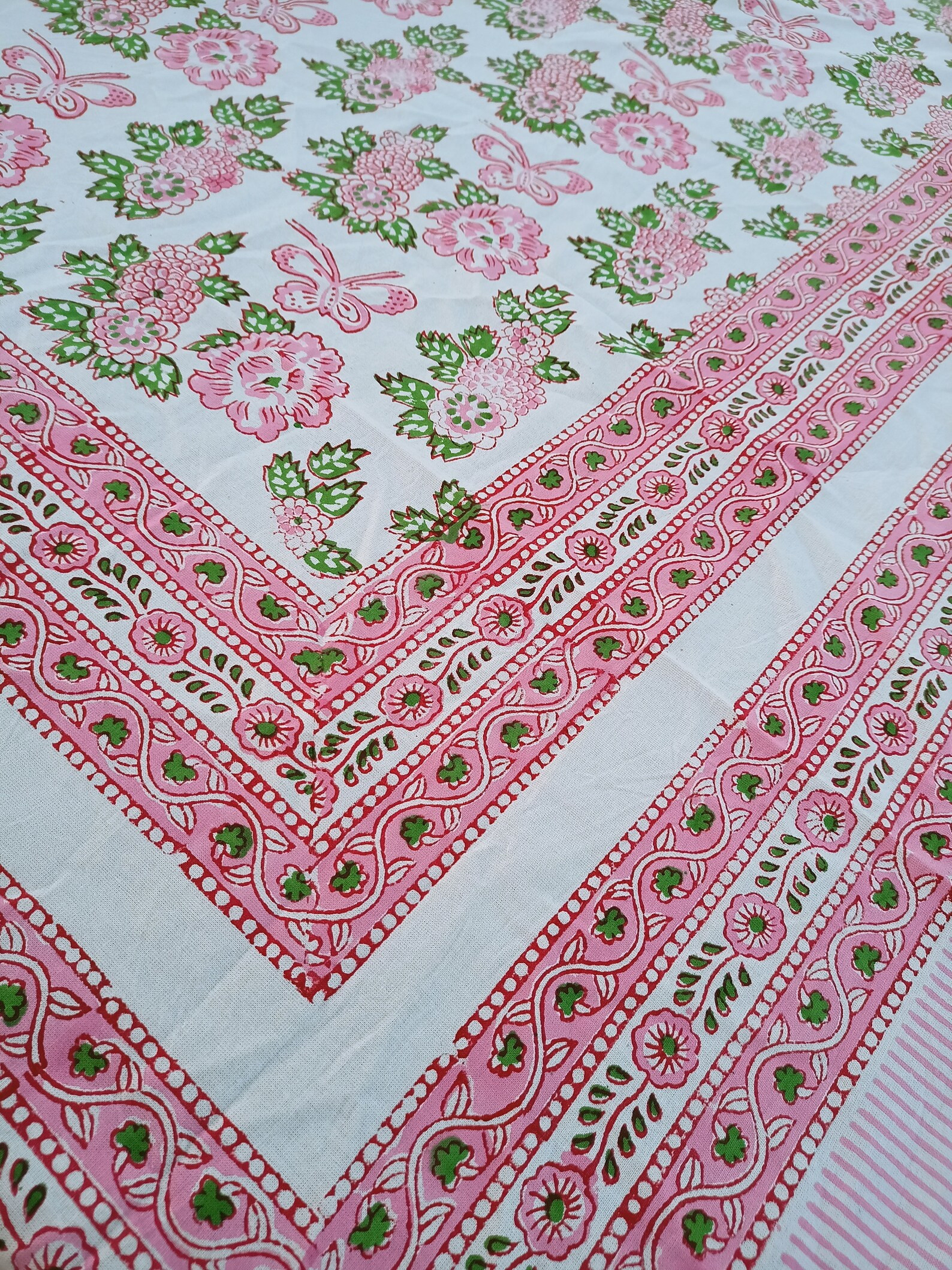 Baby Pink and off White Table Cloth Hand Block Print Table - Etsy | Etsy (US)