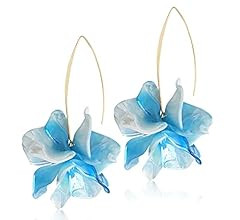 D.Rosse Boho Rose Petal Dangle Resin Earrings - Long Drop Acrylic Tiered Flower Earrings - Statem... | Amazon (US)