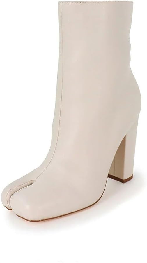 Liliana Mahomes-1 Womens Split Toe Tabi Boots Chunky Block Heel Ankle Booties | Amazon (US)