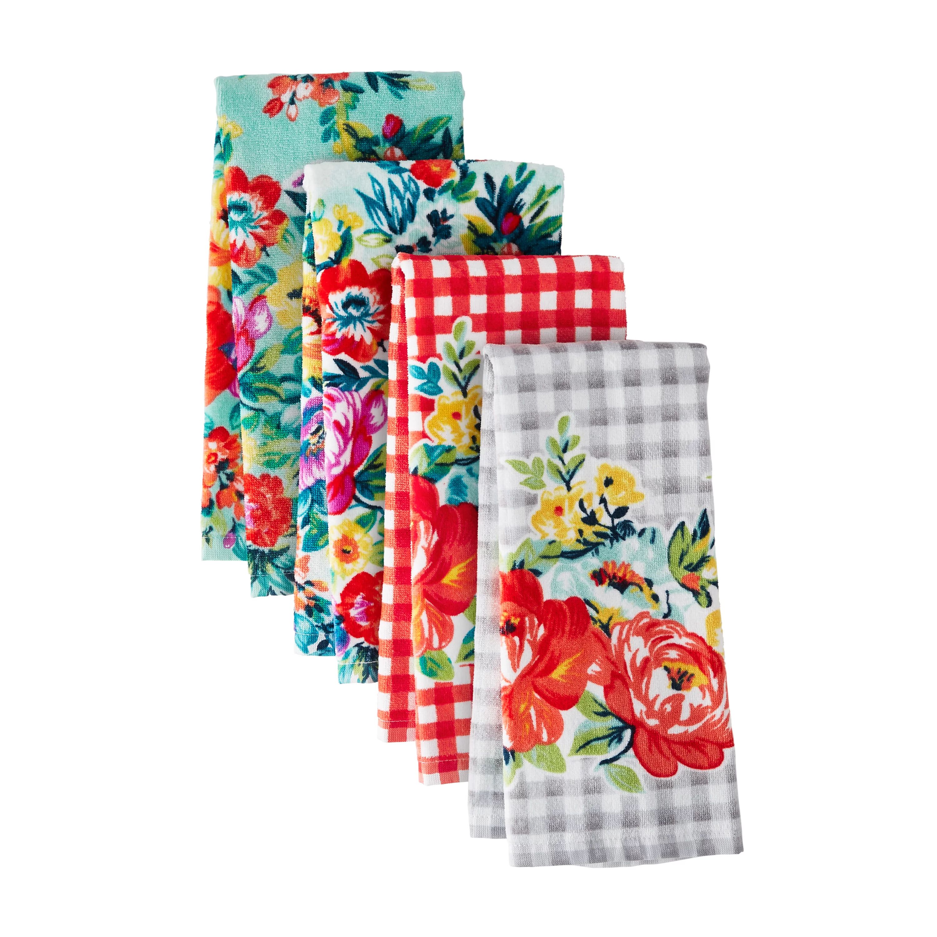 The Pioneer Woman Sweet Romance Kitchen Towel Set, Multicolor, 16"W x 28"L, 4 Piece | Walmart (US)