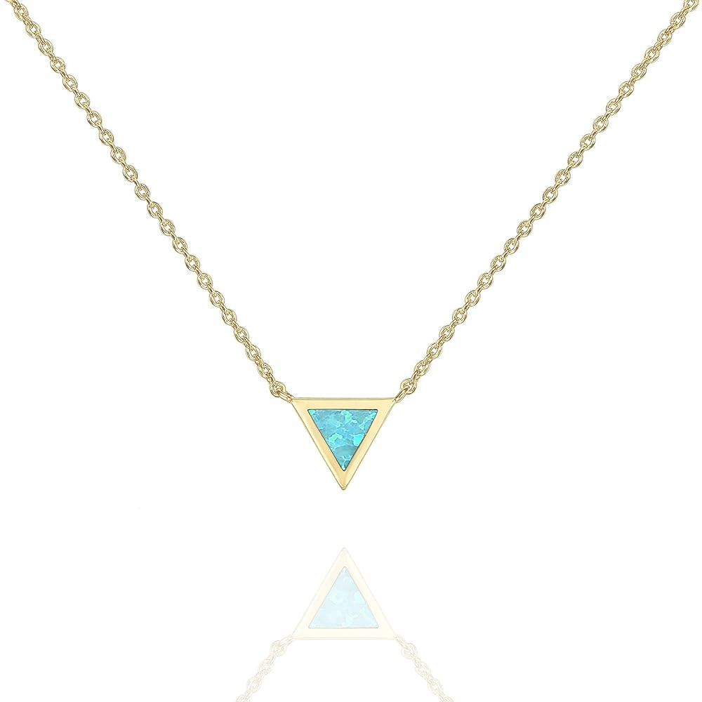 PAVOI 14K Gold Plated Opal Pendant Necklaces for Women | Created Opal Cubic Zirconia Dainty Neckl... | Amazon (US)