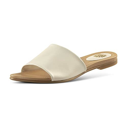 JATAREA Women’s Slip-On Flat Sandals with Round Open Toe | Dressy Summer Slides for Women - BEENA BONE WHITE 8 | Amazon (US)