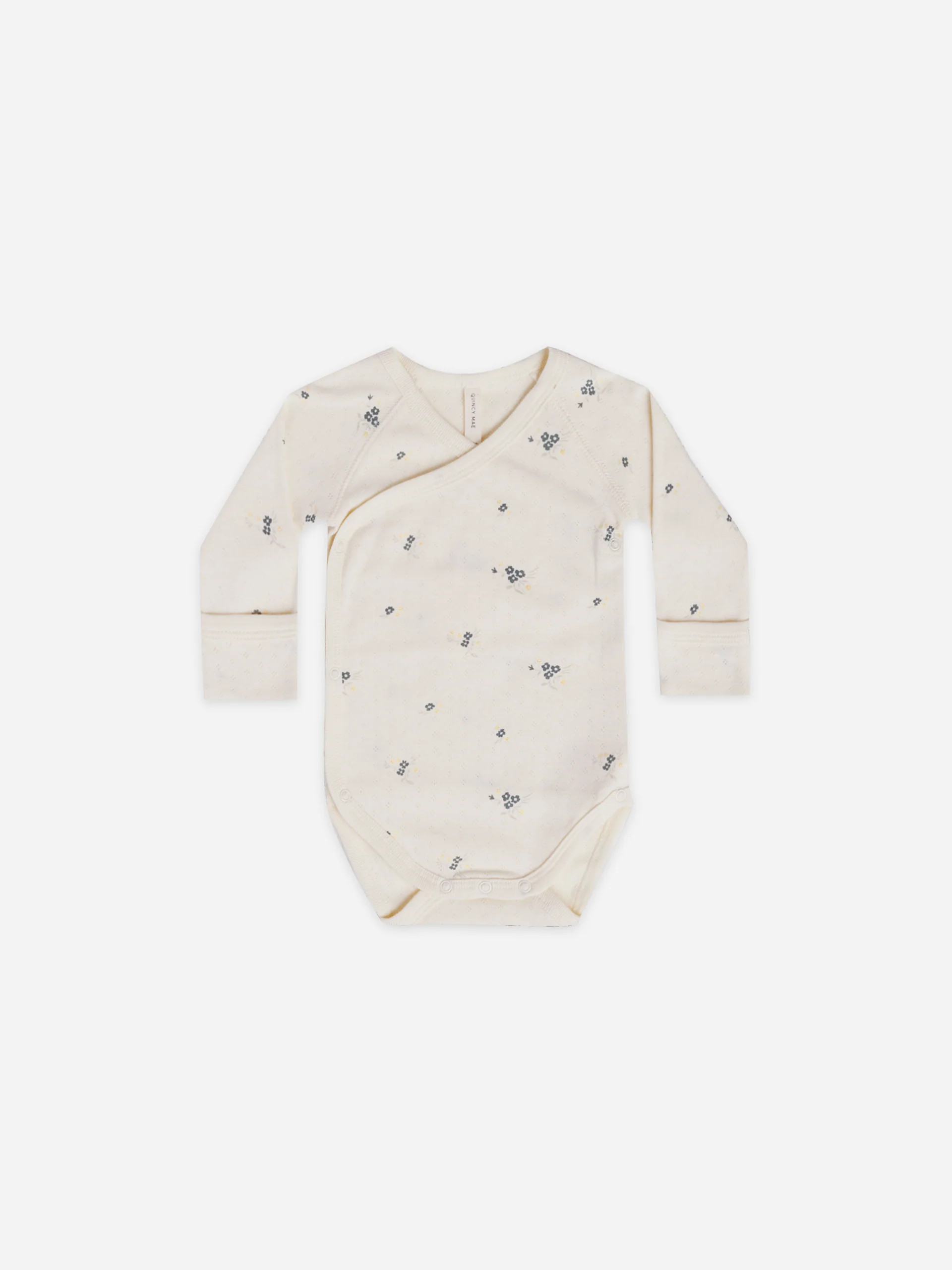 pointelle side snap bodysuit | ditsy ocean | Quincy Mae