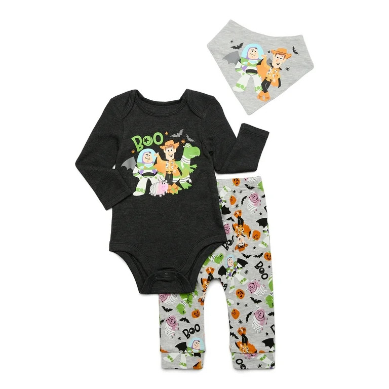 Baby Character Halloween Long-Sleeve Bodysuit, Pants, and Bib Outfit Set, 3-Piece, Sizes Newborn-... | Walmart (US)