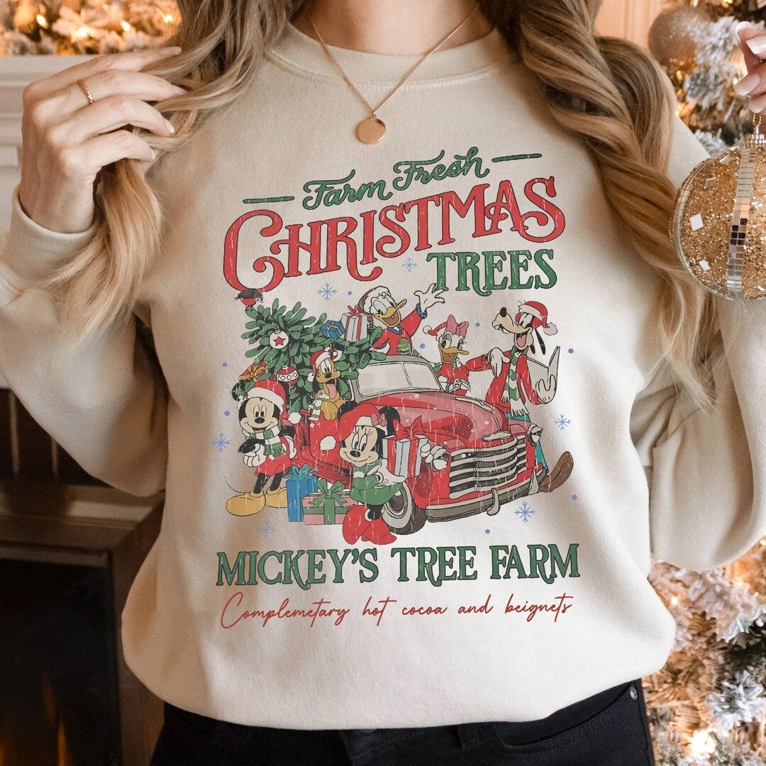 Retro Disney Farm Fresh Sweatshirt Crewneck, Mickey's Tree Farm , Mickey And Friends Christmas , ... | Etsy (US)