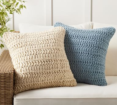 Darcy Textured Indoor/Outdoor Pillow | Pottery Barn (US)