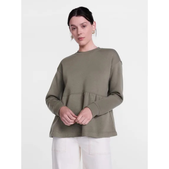 Scenario Women's Peplum Fleece Pullover with Long Sleeves, Size XS-XXXL | Walmart (US)