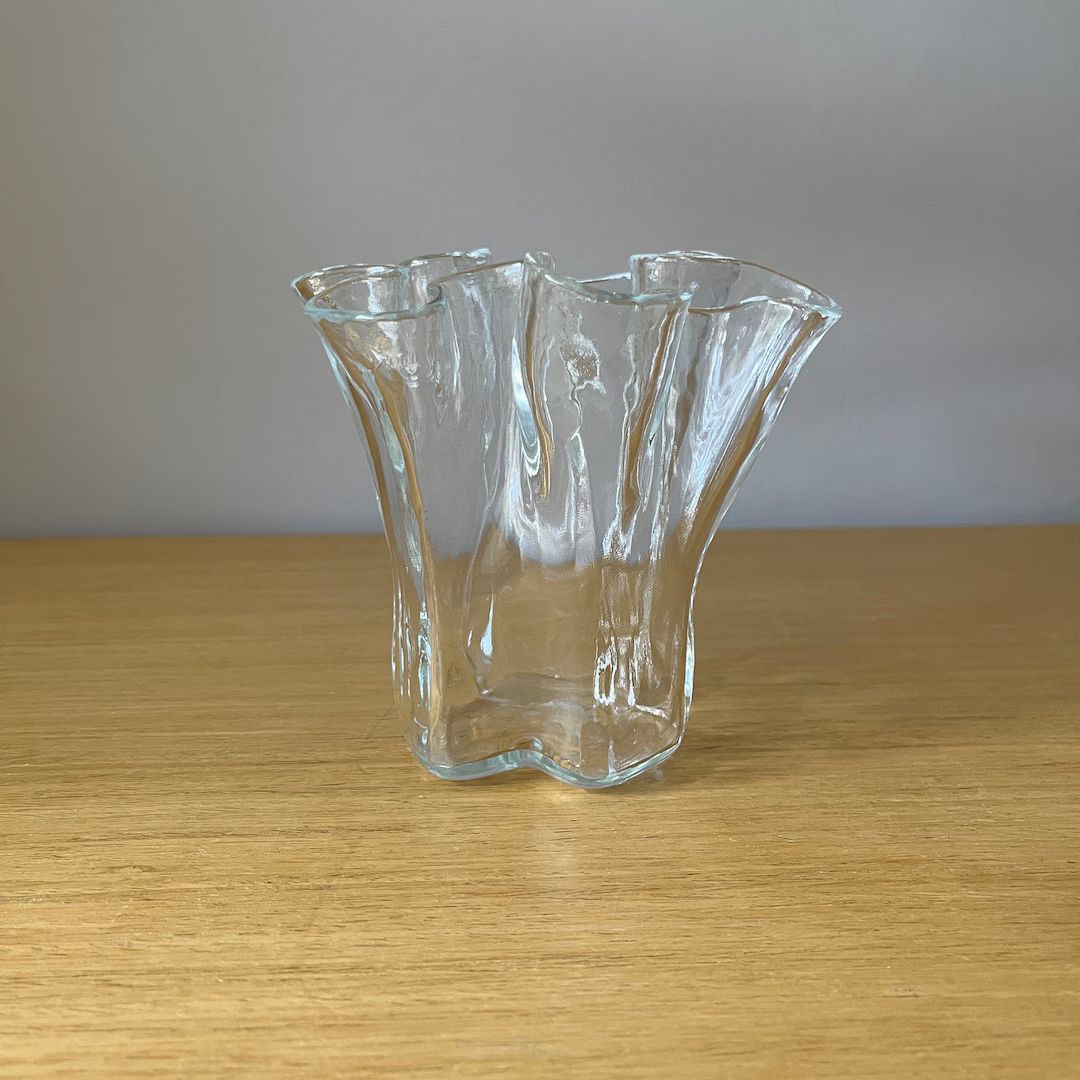 Muurla Finland Clear Glass Vase, Handkerchief Ruffle Style - Etsy | Etsy (US)