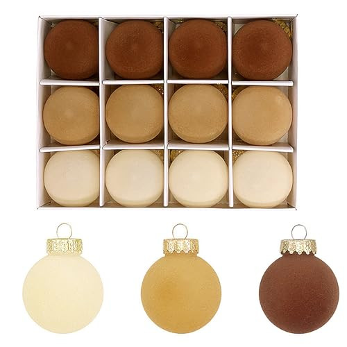 12 Pcs Velvet Christmas Balls Ornaments 2.4 Inch Flocked Christmas Hanging Ornaments Christmas Tree Decorations for Xmas Holiday Wedding Party Home Decor (Coffee Brown) | Amazon (US)